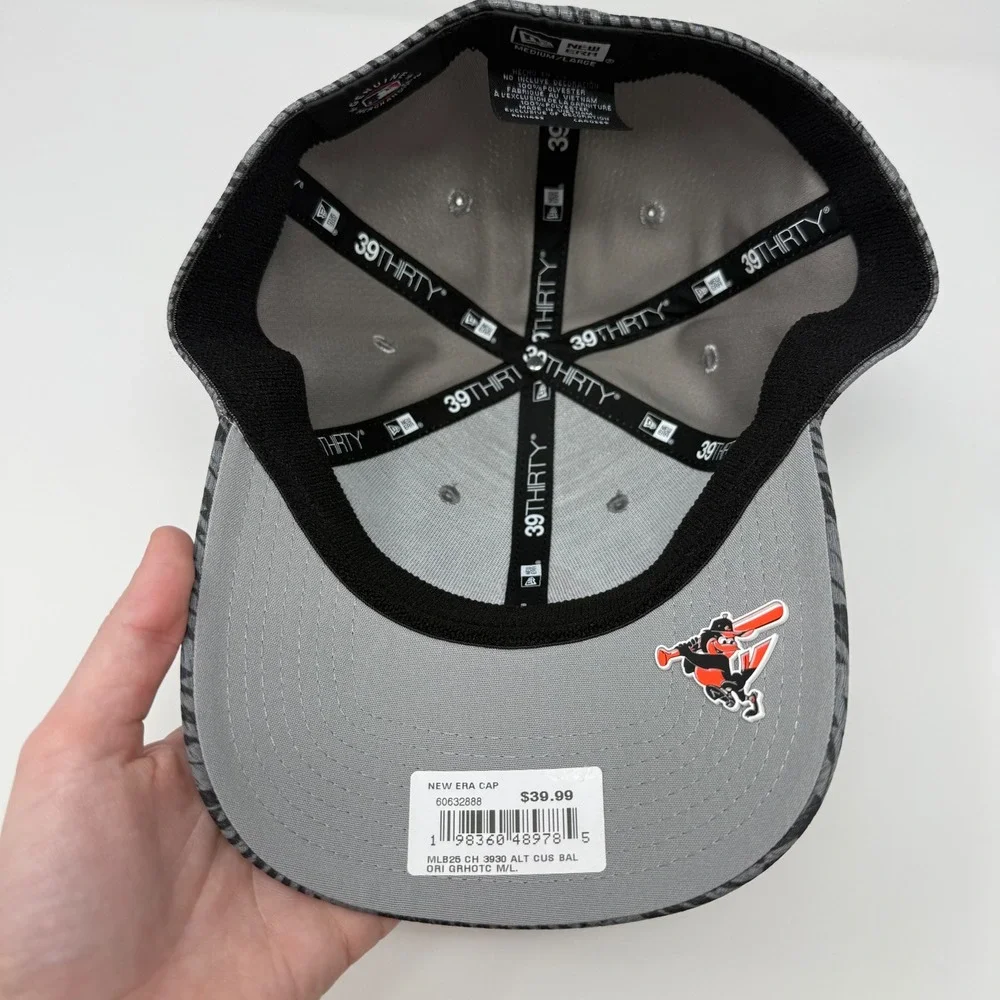 New Era Baltimore Orioles 39THIRTY MLB Baseball Cap Medium Large Gray Orange NEW
